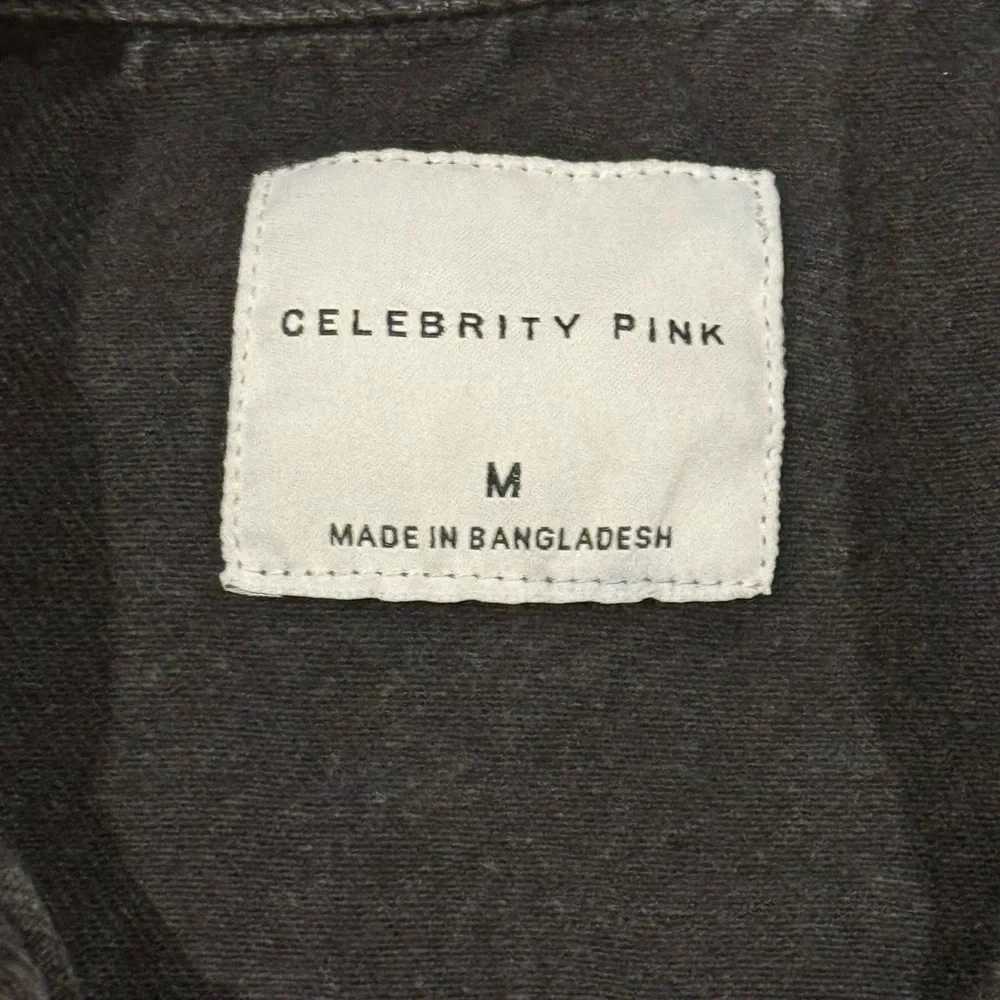 Celebrity Pink: Black Denim Frayed Hem Button-Up Women’s Jacket Size Medium - Picture 7 of 14
